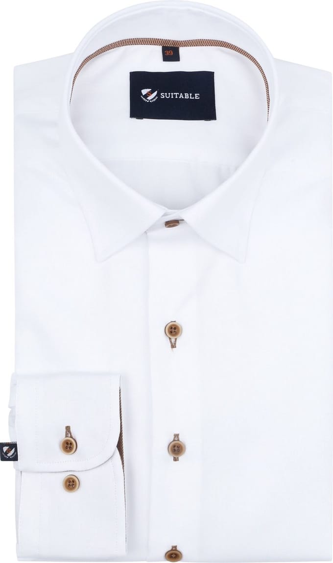 Suitable Overhemd Twill Wit - Maat 39 - Heren - Casual Shirt