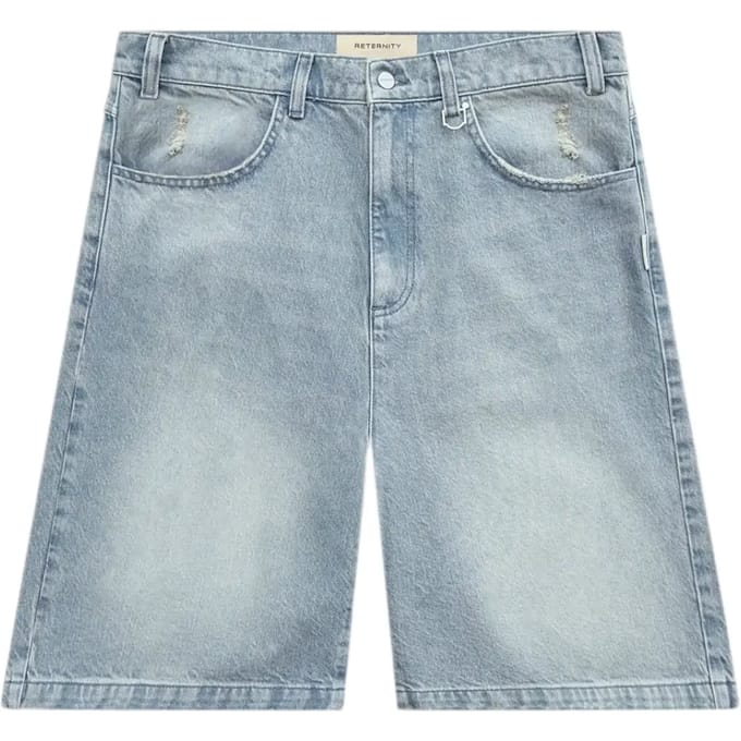 Reternity Essentials jorts korte jeansbroek met brede pasvorm - Lichtblauw