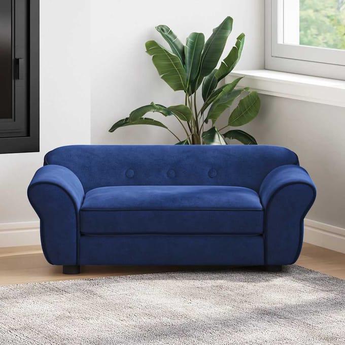 vidaXL - Hondenbank - 72x45x30 - cm - pluche - blauw