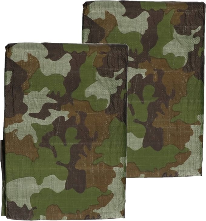 Benson Afdekzeil - 2x stuks - leger camouflage - kunststof - 3x4 m - dekkleed