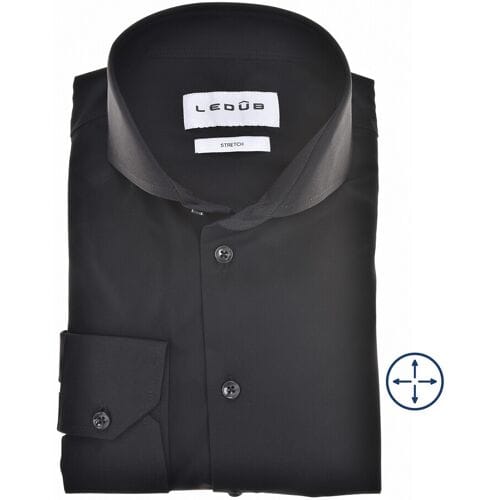 Ledûb Overhemd Slim Active Stretch Solid Color Zwart / male