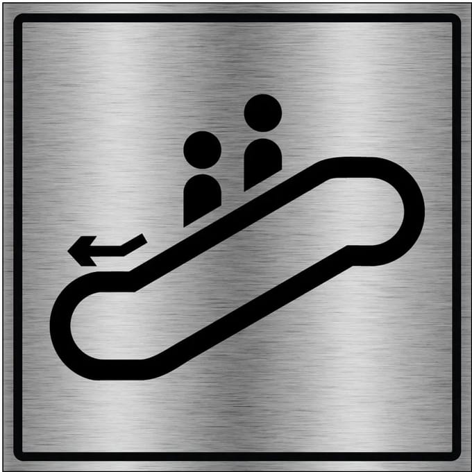 Roltrap omlaag bord - gecoat brushed aluminium | 20 x 20 cm