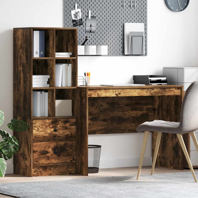 vidaXL - Bureau - Rook - Eiken - 145.5 - x - 50 - x - 127 - cm - 2 - st