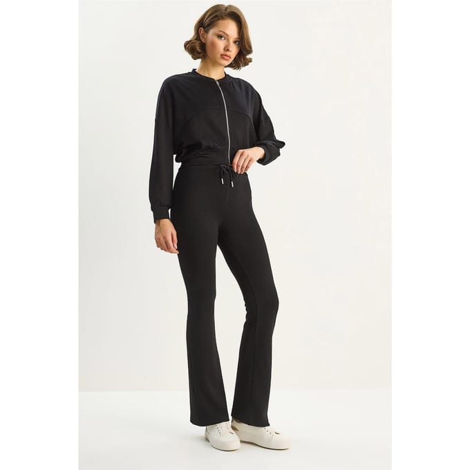 Hoge Taille Flair Broek en Bomberjack Twee-Stuks Coördinatie Set