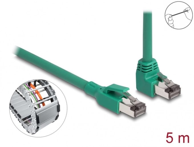 Delock RJ45 Network Cable PROFINET SF/UTP 90° angled 5 m green