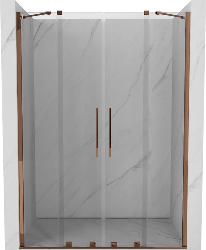 Mexen Velar Duo schuifdouchedeuren 140 , transparant, roze goud - 871-140-000-02-60
