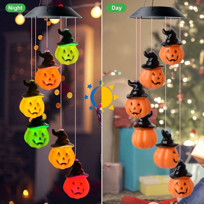 Dailyiled - pompoen solar verlichting - led - multicolor - sfeerverlichting - windgong - halloween