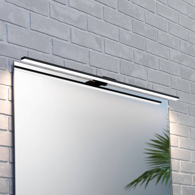 MCJ LED spiegellamp Triga IP44 zwart 80cm, 4.000K