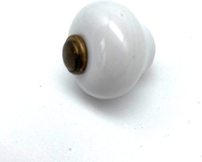 Knop Wit Porselein Brons Antiek 30mm