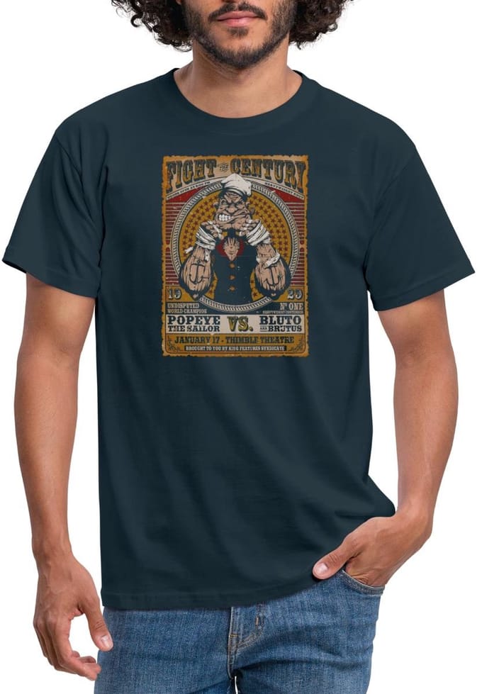 Popeye Gevecht Van De Eeuw Poster Gekleurd T-Shirt Heren