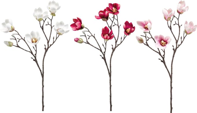 Emerald - Kunstbloem Magnolia mini 65cm - Set van 3 - Kunstplant voor binnen