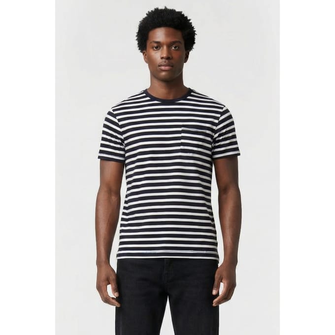 French Connection Mid Stripe Pocket Y/d Ss25 Marine/ecru Taglia: S | Magliette basic Outlet | Uomo
