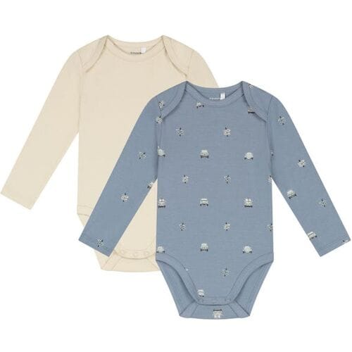 Prénatal romper retro auto 2 stuks Blue 50/56 unisex