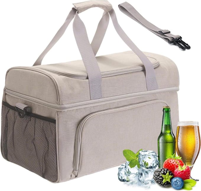 Koeltas - Opvouwbare Boodschappentas - Voedsel Vers Houden - Lekdichte Thermische Structuur - 30 liter - Khaki