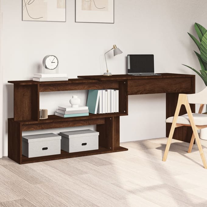 vidaXL - Hoekbureau - 200x50x76 - cm - bewerkt - hout - bruin - eikenkleur