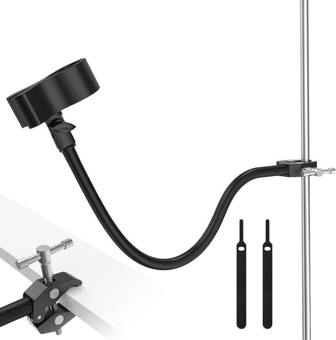 Flexibele 19" Gooseneck Microfoonarm met Grote Microfoonclip, Adapter en Klem - Verstelbare Microfoonstandaard voor Studio, Ruimtebesparend en Universele Microfoonhouder