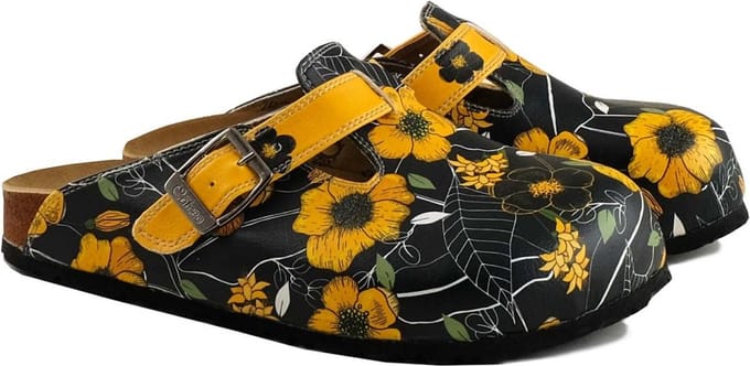 GOBY Clogs met Bloemen – Handgemaakt – Hoge Kwaliteit – Maat 42