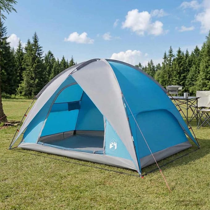 vidaXL - Campingtent - met - waterdichte - regenfly - 4-persoons - Blauw