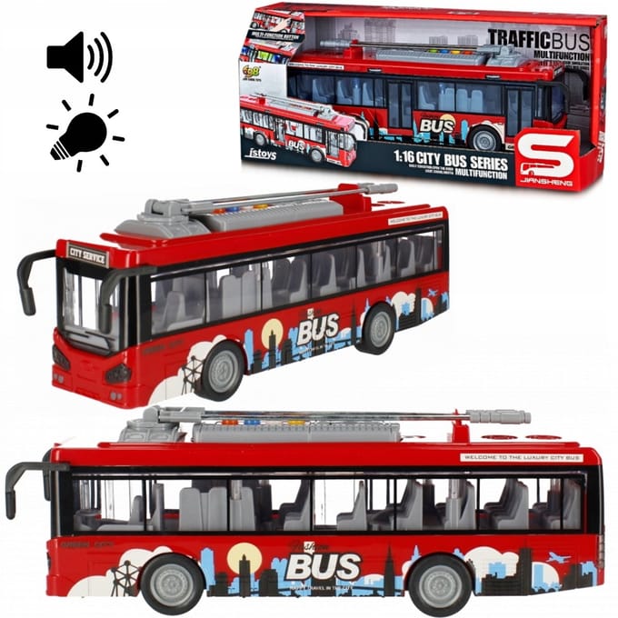 Rode Stads Trolejbus 1:16 met Geluid, Licht en Openende Deuren