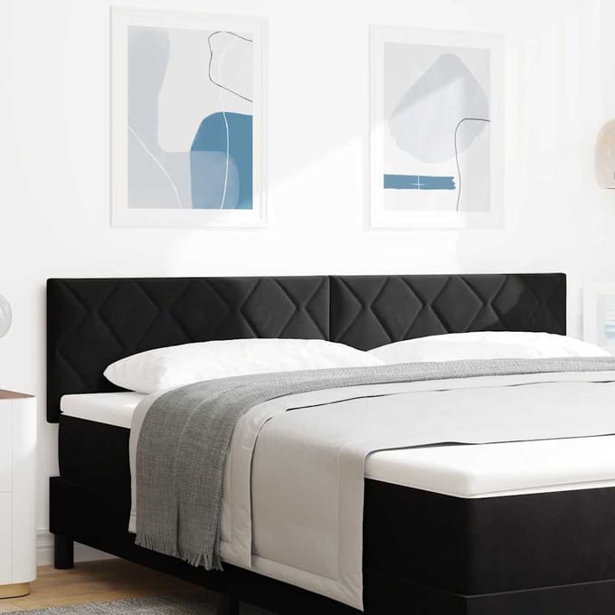 vidaXL - LED - Hoofdbord - Zwart - 180 - cm - Fluweel