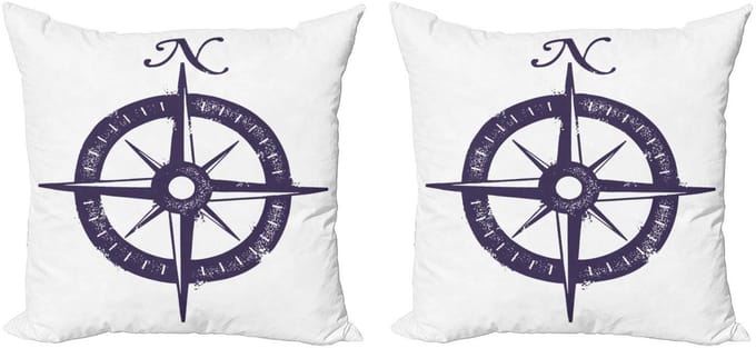 ABAKUHAUS Kompass Kussenhoes Set – 2x50x50 cm – Dubbelzijdig