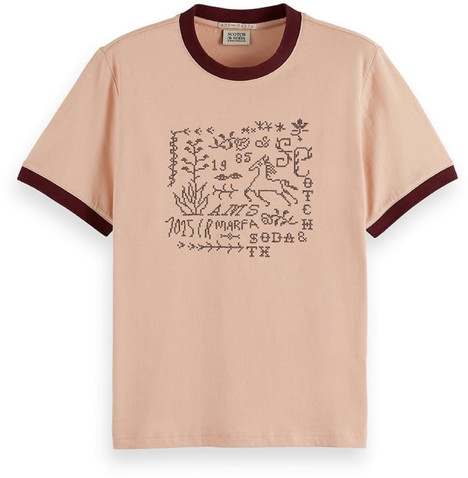 Scotch & Soda Embroidered Ringer Regular Fit T-Shirt