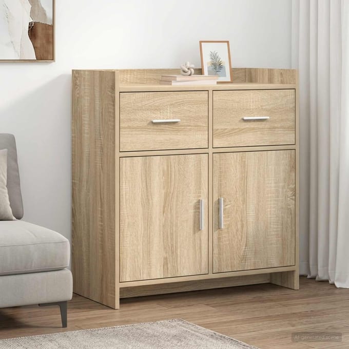 vidaXL - Dressoir - Sonoma - Eiken - 75 - x - 36 - x - 80 - cm - Bewerkt - hout