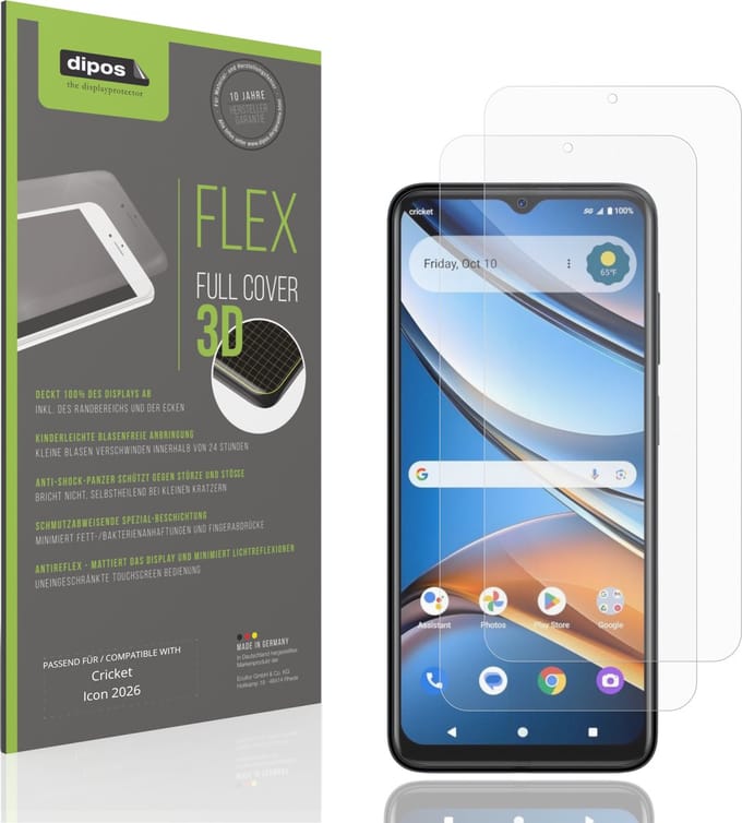 dipos FLEX – 2x Matte Screenprotector geschikt voor Cricket Icon 2026 | Volledige Schermbescherming | Case-Friendly