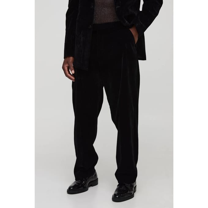 Relaxed Velour Trouser | Black | Size 38