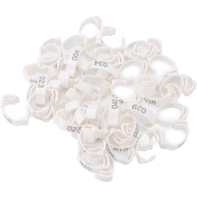 50 stuks Pluimvee Pootringen Genummerd Kip Identificatie Ringen voor Duiven Eenden Ganzen Wit white