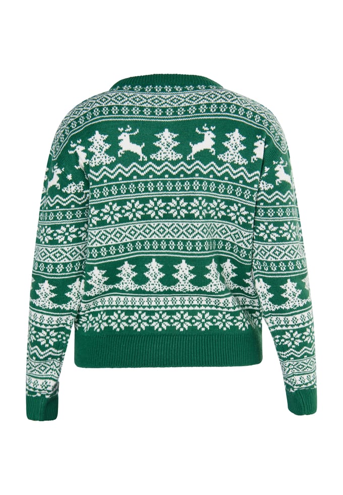Mymo Kersttrui Dames Groen Wit
