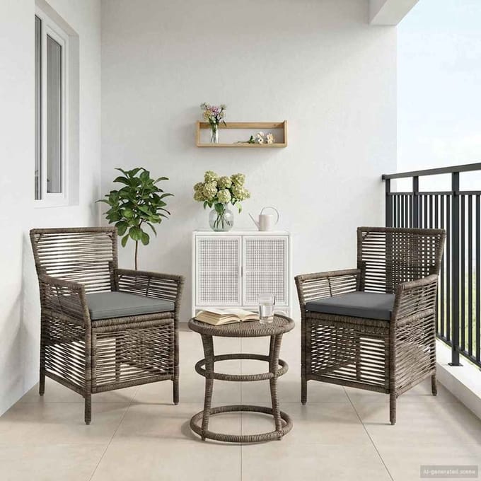 vidaXL - Buitenzit - 2 - st - Grijs - en - Donkergrijs - poly - rattan