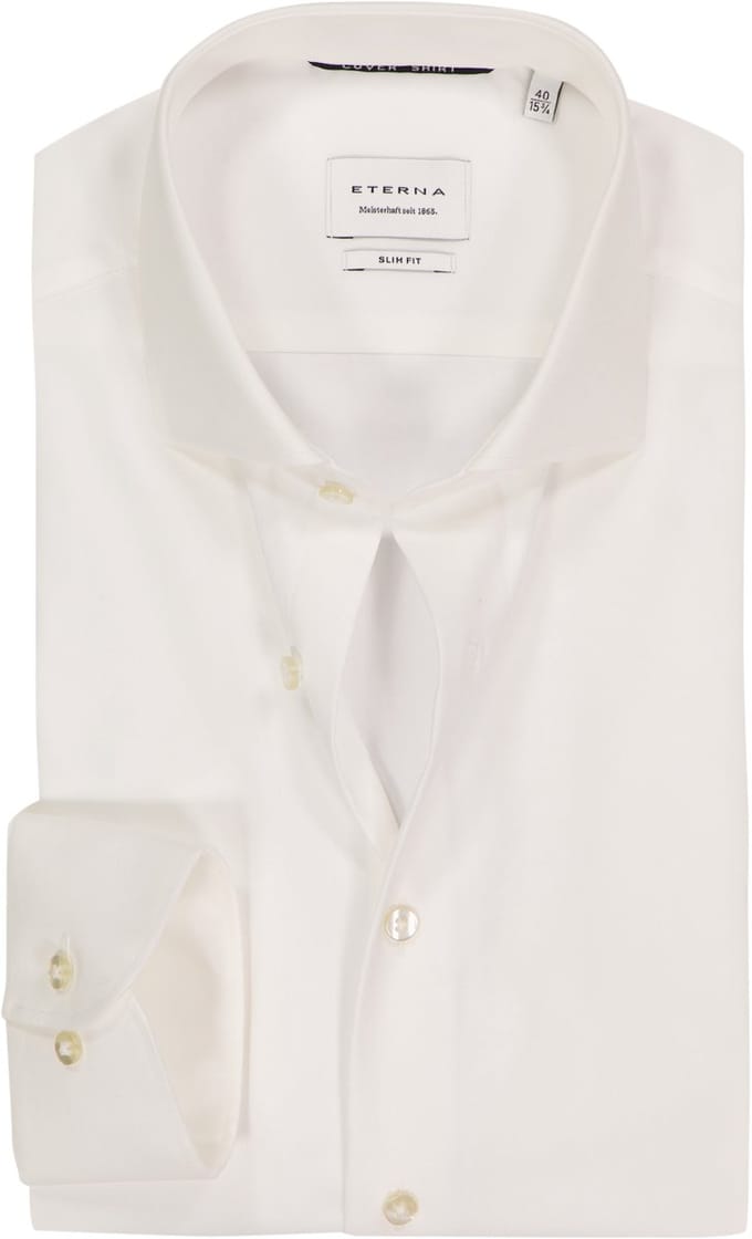 ETERNA slim fit overhemd - twill - ecru - Strijkvrij - Boordmaat: 44