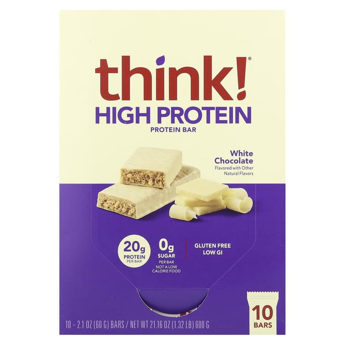 Pense!, Barres Hyperprotéinées, Chocolat Blanc, 10 Barres, 2,1 oz (60 g) Chaque