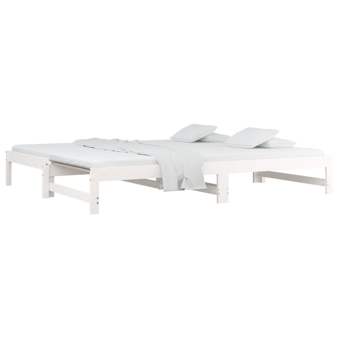 vidaXL - Slaapbank - uitschuifbaar - 2x(80x200) - cm - massief - grenenhout - wit
