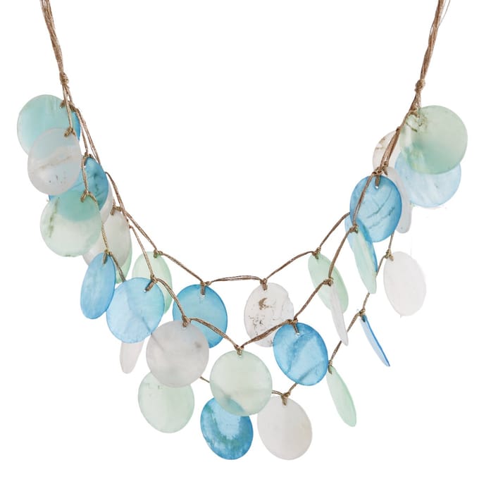 Behave - Ketting Dames - Blauw lime - groen - wit - Schelp - 50 cm