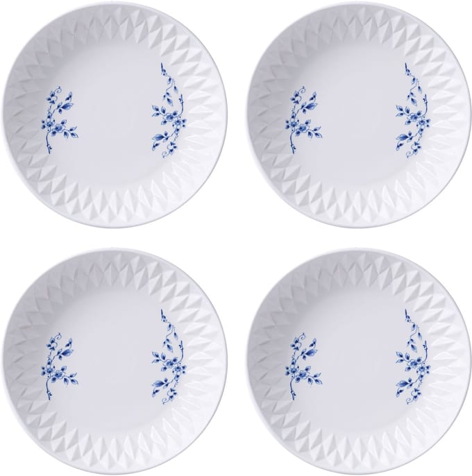 Heinen Delfts Blauw - Pastabord Blauw Vouw - Porselein - 24 cm - 4 stuks