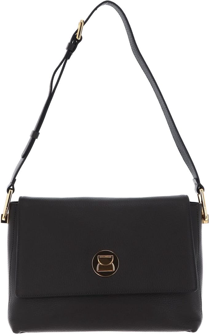 COCCINELLE Leren Schoudertas Liya Shoulderbag Bark / Noir Donkergroen