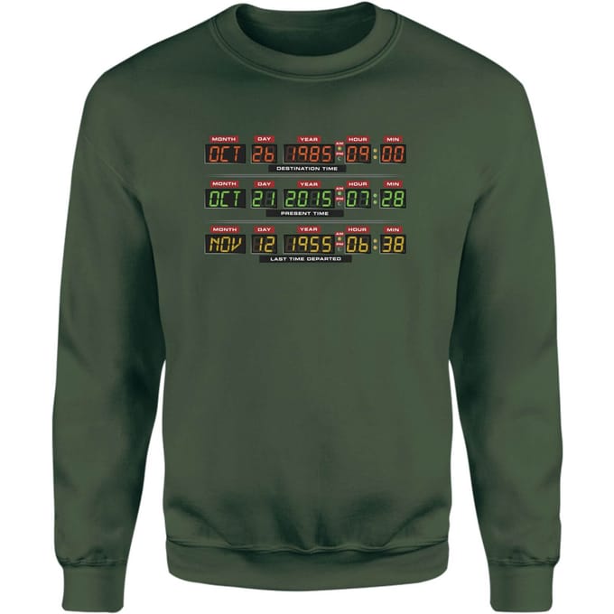 Back To The Future Destination Clock Sweatshirt - Green - XS