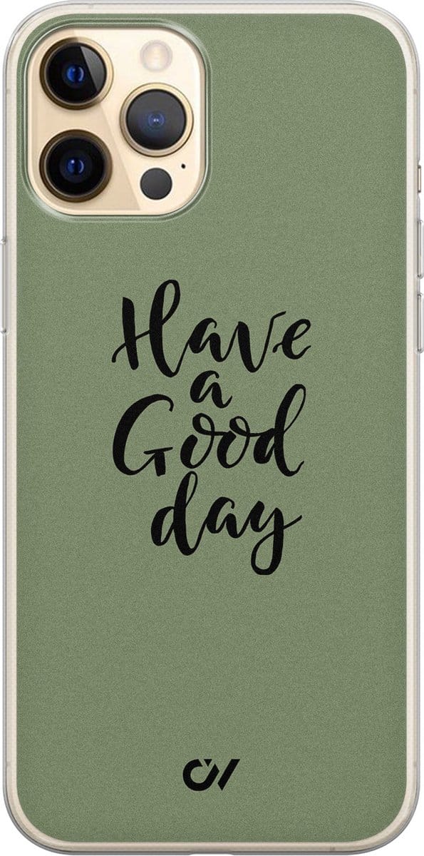 Hoesje geschikt voor Apple iPhone 12 - Good Day - - Groen - Apple - Casevibes