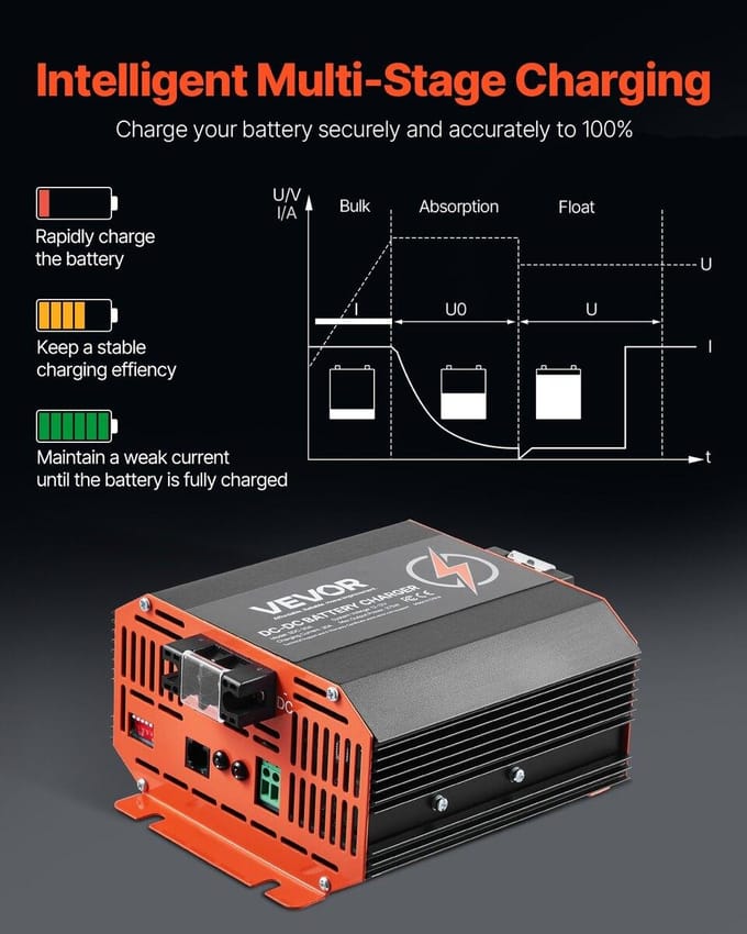 Chargeur DC vers DC 12V 30A Chargeur de batterie 375W pour plomb-acide Lithium AGM
