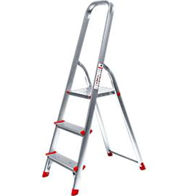 Aluminium trapladder, belastbaar tot 150 kg, 3 treden