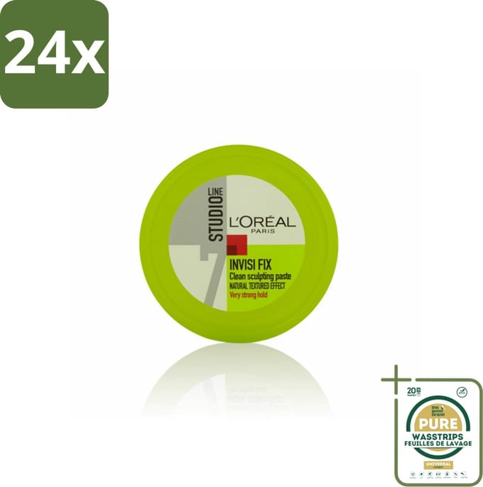 L'Oréal Studio Line Invisi Fix Clean Sculpting Paste 75 ml - Voordeelverpakking - 24 stuks - Styling - Haar fixatie