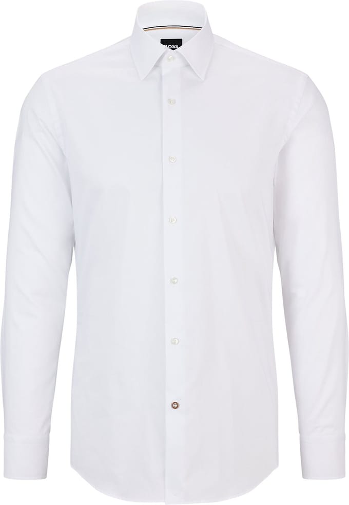BOSS Hank slim fit overhemd - popeline - wit - Strijkvriendelijk - Boordmaat: 46