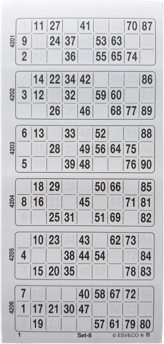 Groot Bingo Ticketblok Systeem 15-90 (600 Tickets)