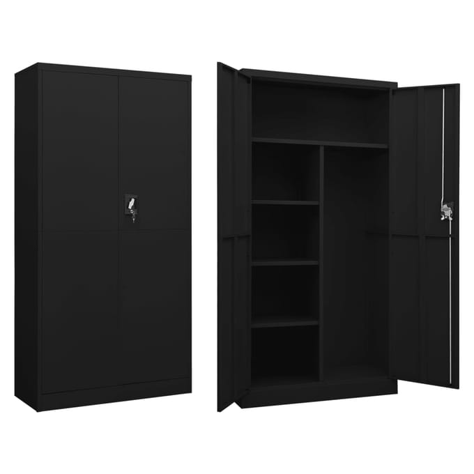 vidaXL - Lockerkast - 90x40x180 - cm - staal - zwart