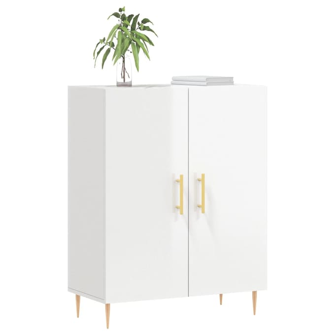 vidaXL - Dressoir - 69,5x34x90 - cm - bewerkt - hout - hoogglans - wit