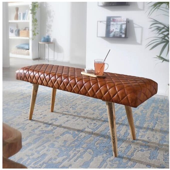 Bank bruin leer 38x53x115 cm - WL6.091
