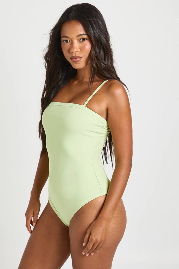 boohoo Dames Corrigerend Badpak Met Vierkante Hals | Pistache | Maat: 34