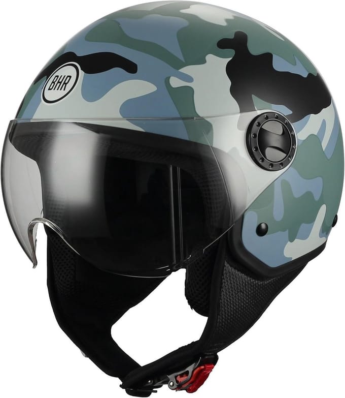 Lichtgewicht Demi-Jet Motorhelm Camouflage Grijs Met ECE Keurmerk